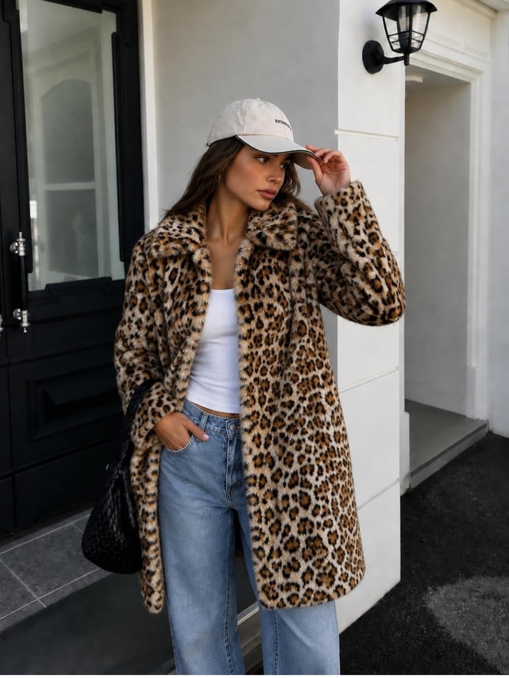 thick Leopard Print Faux Fur Coat - Women's Animal Print Jacket